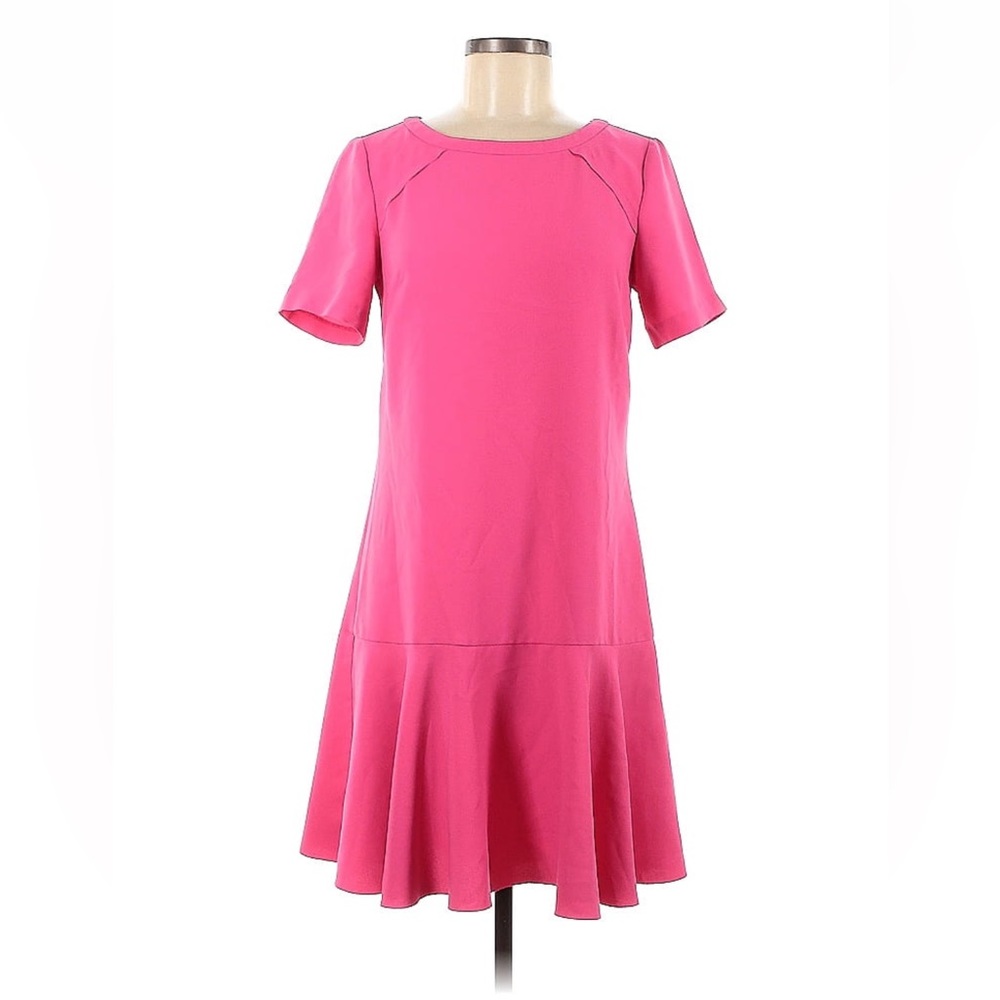 Hot pink a-line knee length dress with ruffles 6Tall